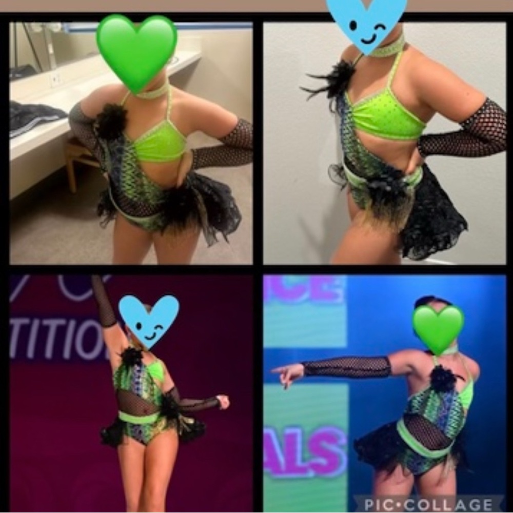 Kids Green and Black Dance Costume